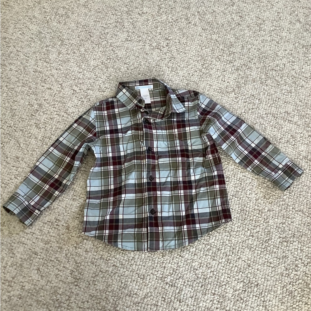 Like new Janie Jack Green Red Plaid Dress Shirt Button Down 2T